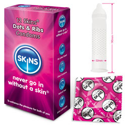 Skinn kondomer prickar och revben 12 Pack